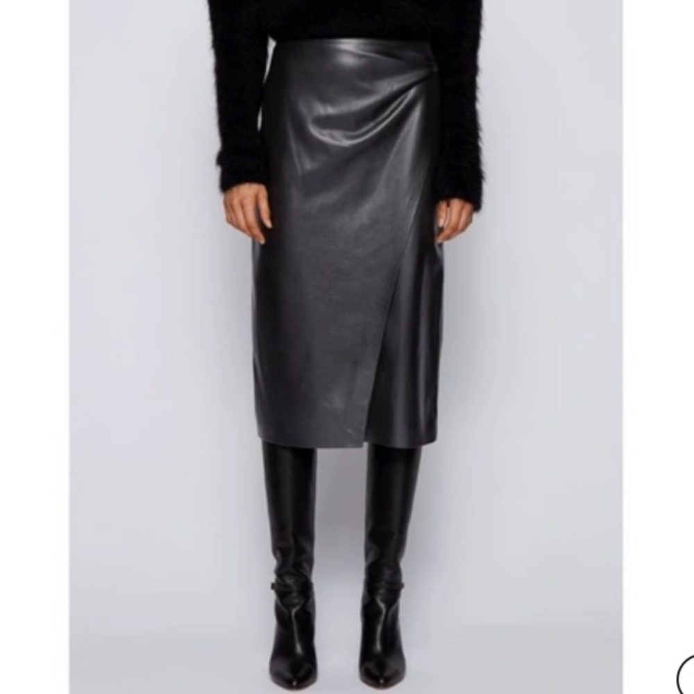 Hugo Boss Valedy Rouched Faux Leather Midi
